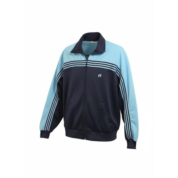 Vintage 90's Hang Ten Full Zip Track Warm Up Jacket Stripe Blue Men's Large - Picture 1 of 5